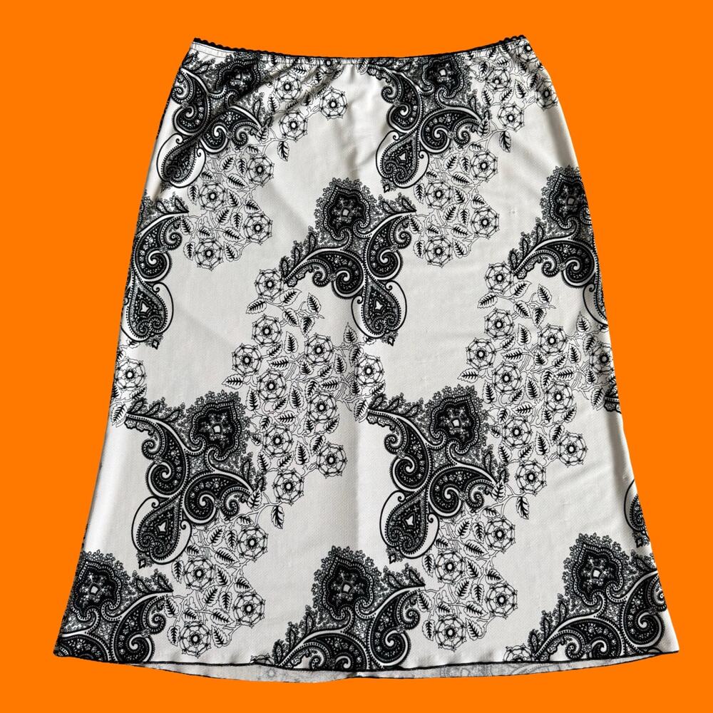 00's vintage black and white paisley y2k skirt LARGE jbx exclusive n.y.
